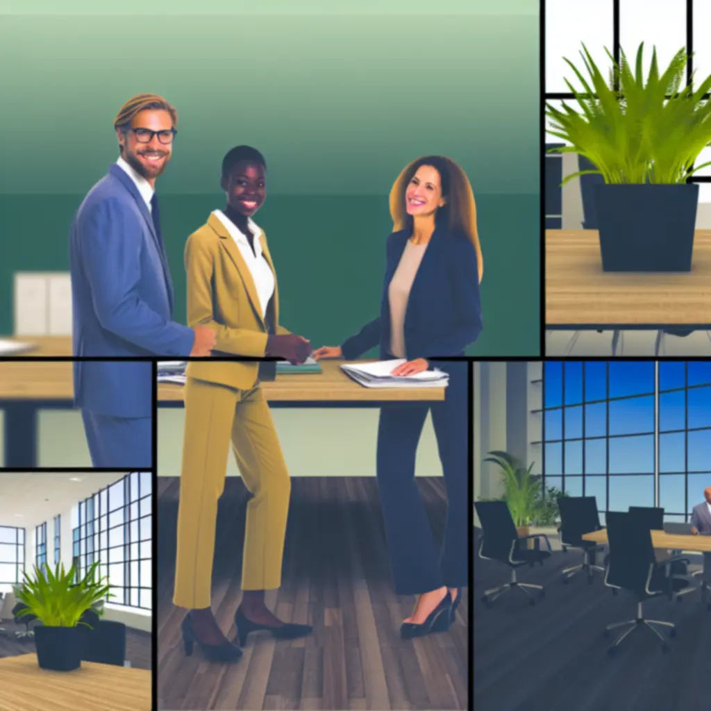 Twee personen die in een groen kantoor over een afgerond project in gesprek zijn.