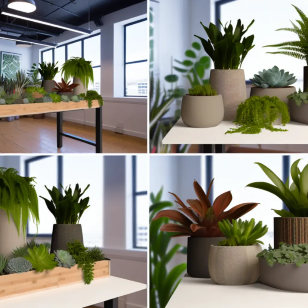 Selectie van kantoorplanten en duurzame materialen